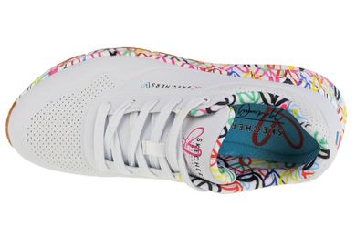 Buty sportowe damskie, białe, Skechers Uno-Loving Love
