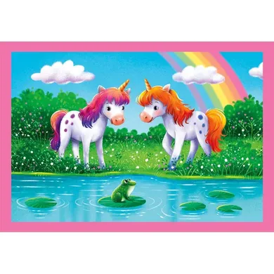 Clementoni, Super Color, Dzień z jednorożcami, puzzle 4w1