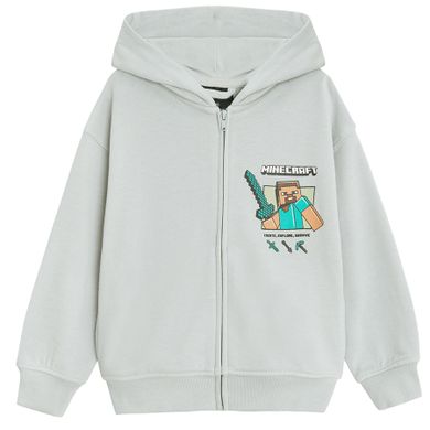 Cool Club, Bluza chłopięca z kapturem, rozpinana, szara, Minecraft