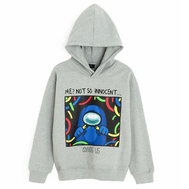 Cool Club, Bluza chłopięca z kapturem, szara, Among Us