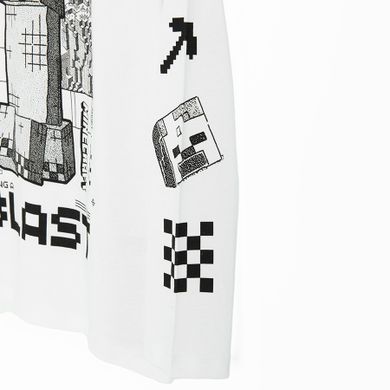 Cool Club, Bluzka chłopięca z długim rękawem, biała, Minecraft