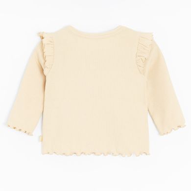 Cool Club, Bluzka dziewczęca z długim rękawem, prążkowana, beżowa