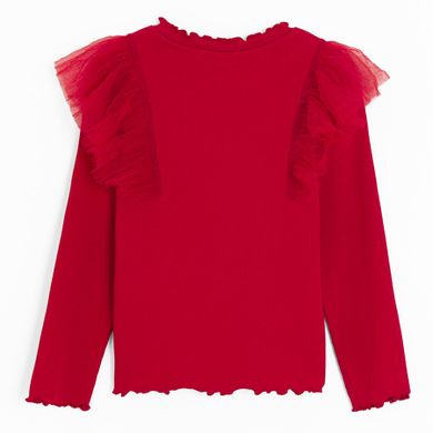 Cool Club, Bluzka dziewczęca z długim rękawem, prążkowana, czerwona