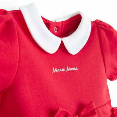 Cool Club, Komplet dziewczęcy, Body sukienka z krótkim rękawem, Opaska, czerwony, Myszka Minnie