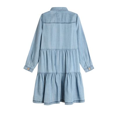 Cool Club, Sukienka jeansowa dziewczęca z długim rękawem, denim, falbanki