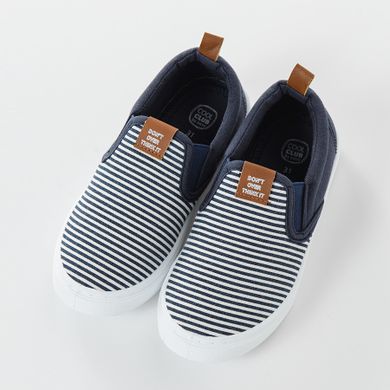 Cool Club, Trampki slip on chłopięce, granatowo-białe, paski, Don't overthink it
