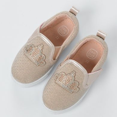 Cool Club, Trampki slip on dziewczęce, beżowo-złote