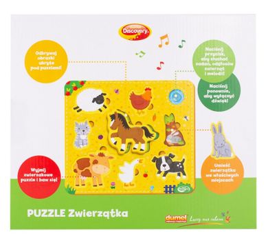 Dumel Discovery, zwierzątka, miękkie puzzle dźwiękowe