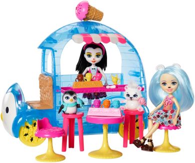 Enchantimals, Mobilna budka z lodami, zestaw prezentowy z 2 lalkami
