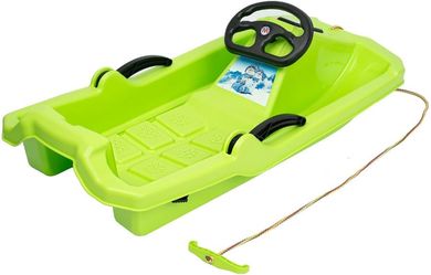 Enero, sanki plastikowe z hamulcem i kierownicą, Adaś, 84-43-25 cm, zielone