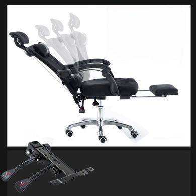 Ergonomiczny, obrotowy fotel z podnóżkiem i zagłówkiem, wentylacja, czarny