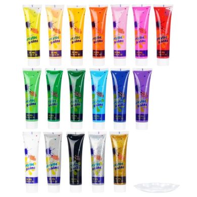 Free & Easy, farby akrylowe z paletką, 36 ml, 19 elementów