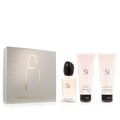 Giorgio Armani, Si, zestaw upominkowy, woda perfumowana, 50 ml + perfumowany balsam do ciała, 75 ml + perfumowany żel pod prysznic, 75 ml