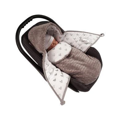 Glück Fashion, wielofunkcyjny śpiworek do fotelika, minky, szary, 75-35 cm