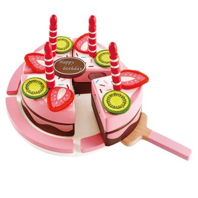 Hape, Tort urodzinowy dwusmakowy, klocki drewniane, 23 elementy