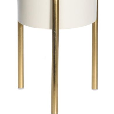 Home Styling Collection, doniczka na stojaku, biała na złotych nóżkach, 35-20 cm