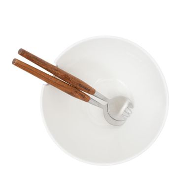 Homla, Mooka, misa do sałat ceramiczna z przyborami, biała, 24 cm