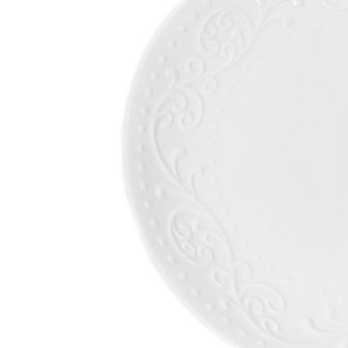 Homla, Sylia, talerz obiadowy, biały z ornamentem, 27 cm