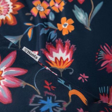 Homla, Vabel, Pościel mikrofibry granatowa w liście i kwiaty 200-220 cm