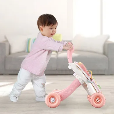 Interaktywny chodzik, edukacyjny stolik, 3w1, różowy