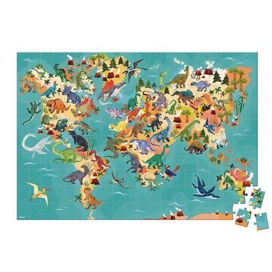 Janod, Dinozaury, puzzle edukacyjne z figurkami 3D, 200 elementów