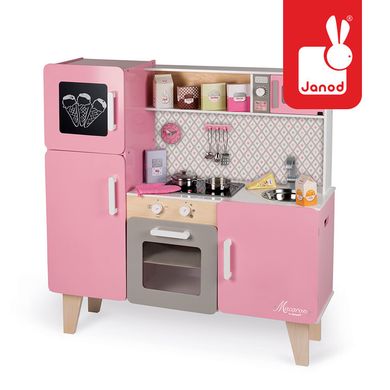 Janod, Macaron, kuchnia drewniana XL z dźwiękiem i akcesoriami