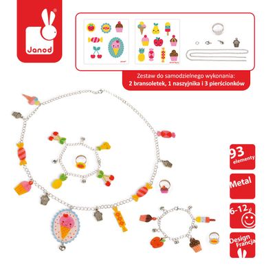 Janod, Słodkości, biżuteria z kurczliwego plastiku, zestaw kreatywny