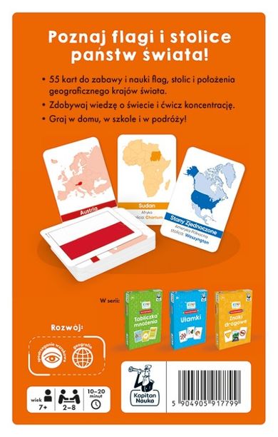Kapitan Nauka. EDUseria. Flagi świata. Gra karciana