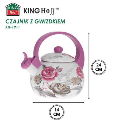 Kinghoff, czajnik emaliowany z gwizdkiem, 2l, KH-1911