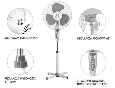 Kinghoff, wiatrak stojący podłogowy Kingcool, biały, KC-2124