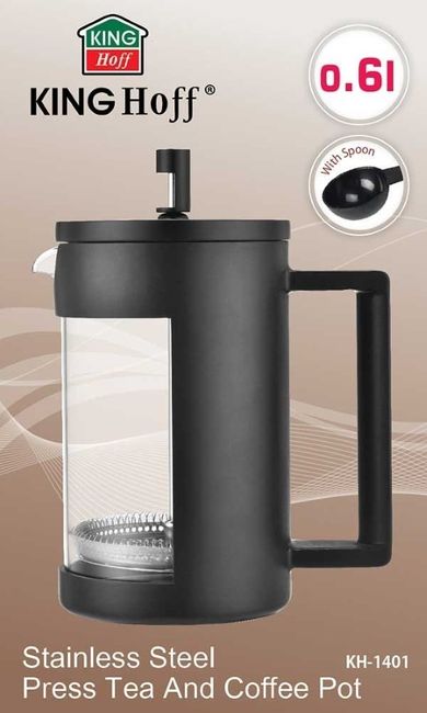 Kinghoff, zaparzacz do kawy i herbaty z dociskiem, 600 ml, KH-1401
