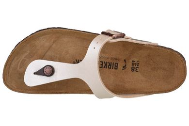 Klapki japonki damskie, białe, perłowe, Birkenstock Gizeh BF