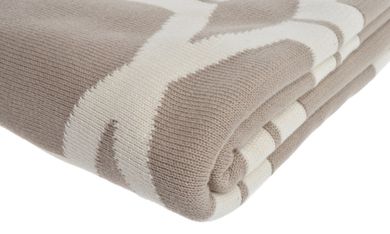 Koc we wzory, beżowy dwustronny, 100% bawełna, 125-150 cm