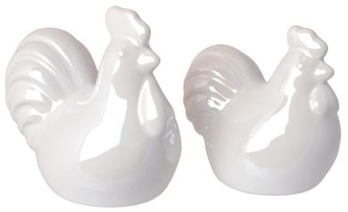 Kogut, figurka ceramiczna, biała perłowa, 6-6-10 cm
