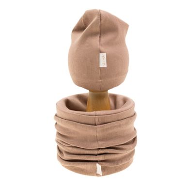 Komplet dziecięcy, Czapka, Komin, jasnobrązowy, Nicol