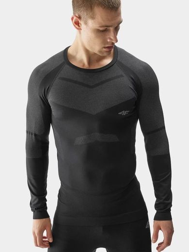 Komplet termoaktywny męski, Bluzka z długim rękawem, Legginsy, czarny, 4F