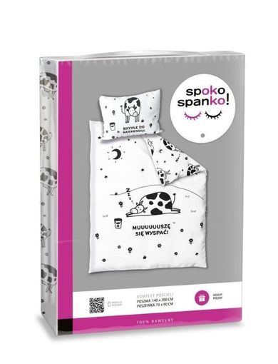 Krowa, Spoko Spanko, 2-częściowy komplet pościeli bawełnianej, 160-200 cm