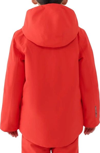 Kurtka narciarska chłopięca z kapturem, ocieplana, czerwona, 4F
