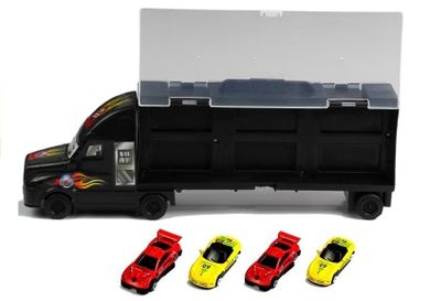 Lean Toys, ciężarówka z autkami, pojazd, czarny
