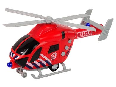 Lean Toys, helikopter ratunkowy, straż pożarna, pojazd interaktywny, czerwony