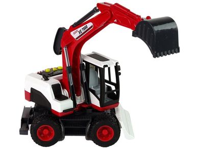 Lean Toys, koparka, ruchoma łyżka, czerwona