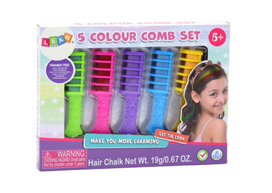Lean Toys, kreda do koloryzacji włosów, grzebień, 5 szt.