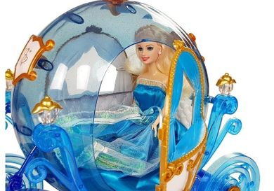 Lean Toys, Księżniczka, lalka w karocy, zestaw z akcesoriami, niebieska