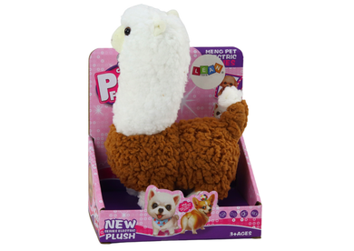 Lean Toys, Lama Alpaka, maskotka interaktywna, brązowa, 23 cm