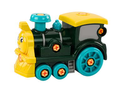 Lean Toys, lokomotywa kreskówkowa, pojazd do skręcania, zielona