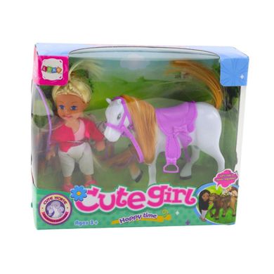 Lean Toys, mini laleczka, zestaw z koniem