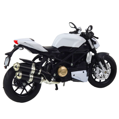 Lean Toys, motocykl, pojazd interaktywny, metalowy, biały, 1:12