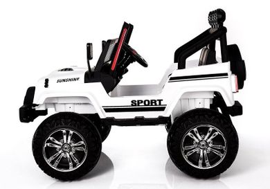 Lean Toys, Samochód Jeep, pojazd na akumulator, biały