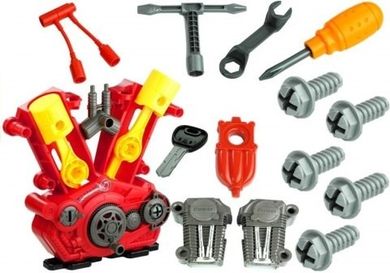 Lean Toys, silnik do rozkręcania + narzędzia