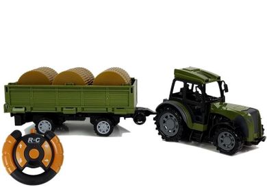 Lean Toys, traktor z belami siana 2.4G, zielony, pojazd zdalnie sterowany